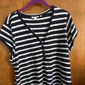 chico's navy and white striped Tee size L